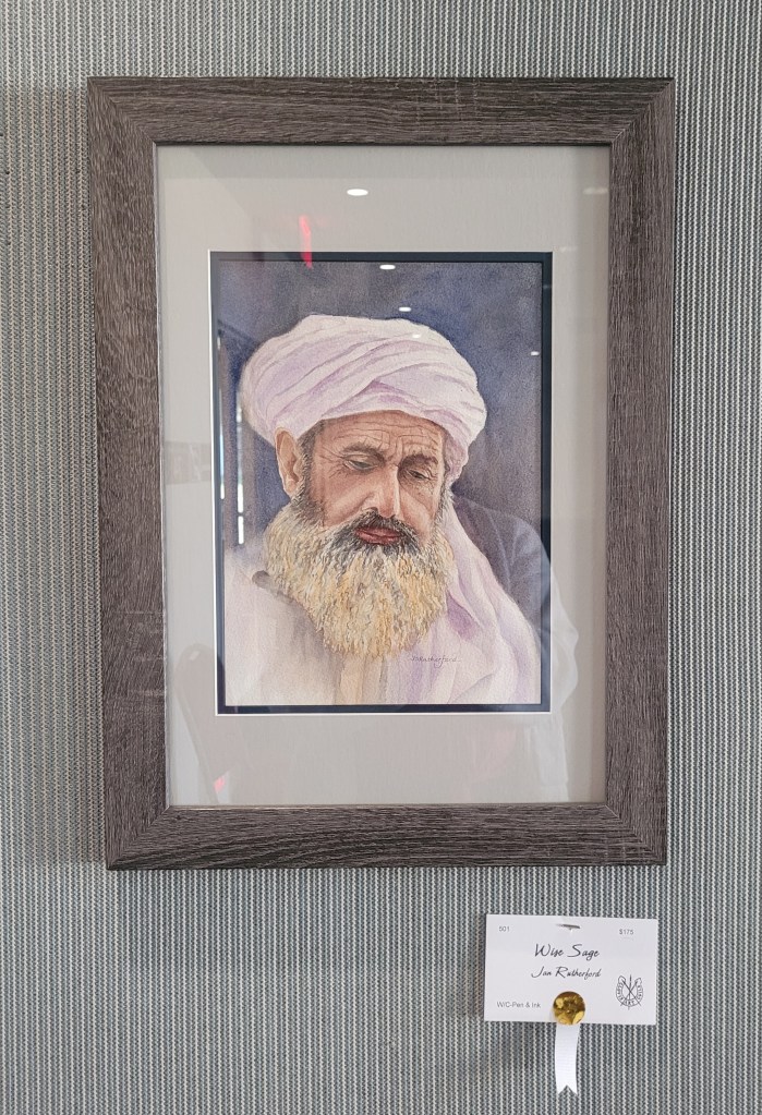 Jan Rutherford "Wise Sage" 3rd Place Ink and Watercolor