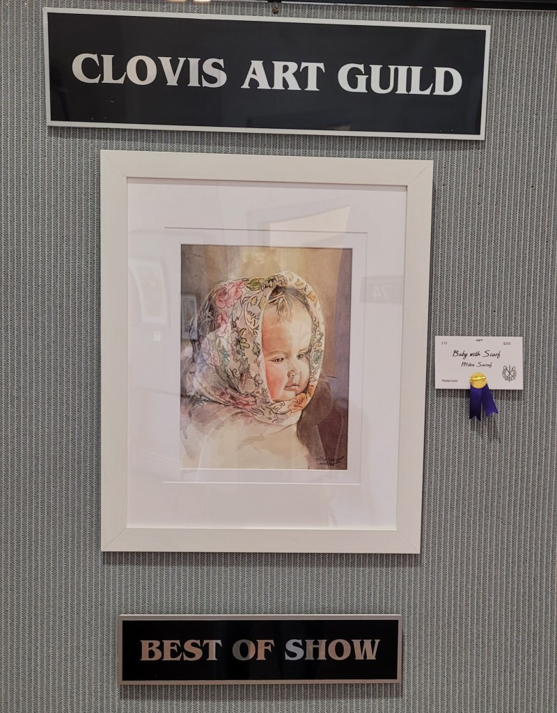 Mitra Sarraf "Baby with Scarf" Watercolor