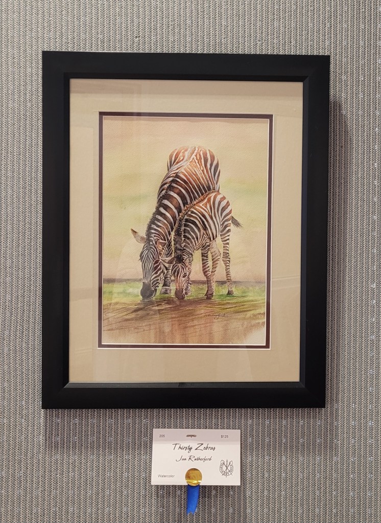 Jan Rutherford "Thirsty Zebras" 1st Place Watercolor