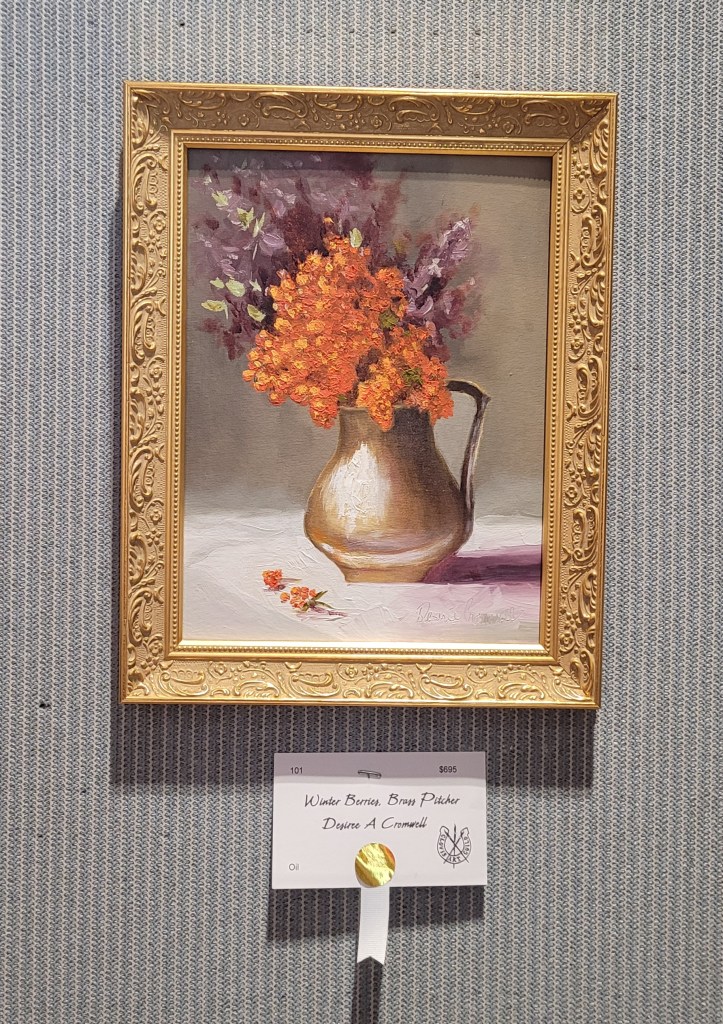 Desiree A Cromwell "Winter Berries, Brass Pitcher" 3rd Place Oil